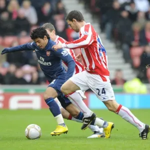 Carlos Vela (Arsenal) Rory Delap and Robert Huth (Stoke). Stoke City 3: 1 Arsenal Carlos Vela (Arsenal) Rory Delap and Robert Huth (Stoke). Stoke City 3: 1 Arsenal