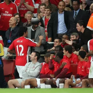 Carlos Vela celebrates scoring Arsenals 2nd goal with Samir Nasri Carlos Vela celebrates scoring Arsenals 2nd goal with Samir Nasri