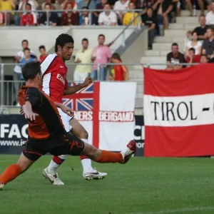 Carlos Vela shoots past Burgenland goalkeeper Johannes