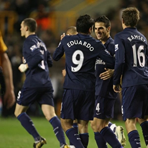 Celebrating Glory: Arsenal's Unforgettable 4-1 Victory Over Wolves (2009) - Fabregas, Ramsey, and Eduardo's Euphoric Moment