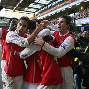 Celebrating a Goal: Adebayor, Flamini, Fabregas, van Persie (Arsenal 2-1 Chelsea, 2008)