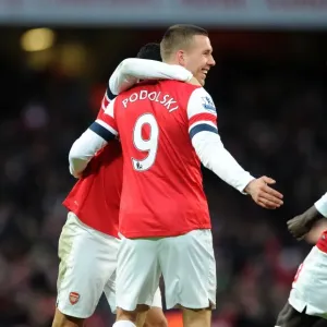 Celebrating a Goal: Lukas Podolski and Bacary Sagna (Arsenal vs Stoke City, 2012-13) Celebrating a Goal: Lukas Podolski and Bacary Sagna (Arsenal vs Stoke City, 2012-13)