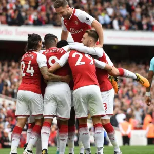 Celebrating a Goal: Welbeck and Mustafi, Arsenal vs AFC Bournemouth, 2017-18