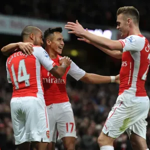 Celebrating Their Success: Sanchez, Walcott, and Chambers Unforgettable Moment at Arsenal vs. Burnley (2014/15) Celebrating Their Success: Sanchez, Walcott, and Chambers Unforgettable Moment at Arsenal vs. Burnley (2014/15)
