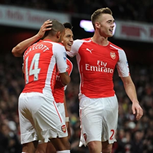 Celebrating Victory: Alexis Sanchez, Theo Walcott, and Calum Chambers