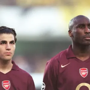 Cesc Fabrega and Sol Campbell (Arsenal) line up before the match Cesc Fabrega and Sol Campbell (Arsenal) line up before the match