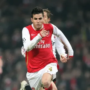 Cesc Fabregas in Action for Arsenal against AC Milan, UEFA Champions League, Emirates Stadium, 2008