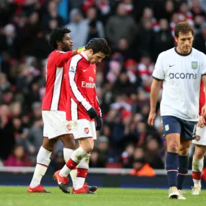 Cesc Fabregas and Alex Song (Arsenal). Cesc Fabregas is substituted after scoring two goals