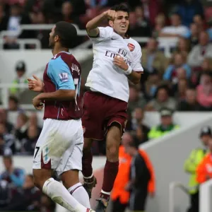 Cesc Fabregas (Arsenal) celebrates at the full time whistle Cesc Fabregas (Arsenal) celebrates at the full time whistle