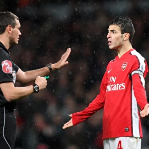 Cesc Fabregas (Arsenal) chats with the Referee. Arsenal 0: 3 Chelsea. Barclays Premier League