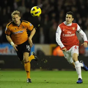 Cesc Fabregas (Arsenal) Christophe Berra (Wolves). Wolverhampton Wanderers 0: 2 Arsenal Cesc Fabregas (Arsenal) Christophe Berra (Wolves). Wolverhampton Wanderers 0: 2 Arsenal