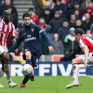 Cesc Fabregas (Arsenal) Dean Whitehead and Mamady Sidibe (Stoke). Stoke City 3: 1 Arsenal Cesc Fabregas (Arsenal) Dean Whitehead and Mamady Sidibe (Stoke). Stoke City 3: 1 Arsenal