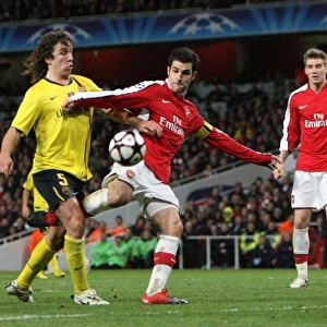 Cesc Fabregas (Arsenal) is fouled by Carles Puyol (Barcelona) resulting in a penalty for Arsenal
