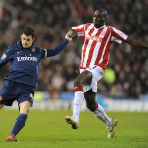 Cesc Fabregas (Arsenal) Mamady Sidibe (Stoke). Stoke City 1: 3 Arsenal, Barclays Premier League