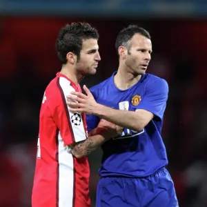 Cesc Fabregas (Arsenal) Ryan Giggs (Man Utd) at the end of the match