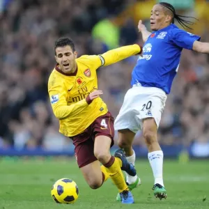 Cesc Fabregas (Arsenal) Steven Pienaar (Everton). Everton 1: 2 Arsenal, Barclays Premier League