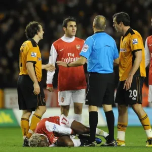Cesc Fabregas (Arsenal) talks to referee Mark Halsey. Wolverhampton Wanderers 0: 2 Arsenal