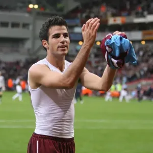 Cesc Fabregas celebrates at the end of the match Cesc Fabregas celebrates at the end of the match