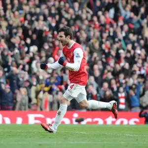 Cesc Fabregas celebrates scoring the 2nd Arsenal goal. Arsenal 2: 1 Huddersfield Town Cesc Fabregas celebrates scoring the 2nd Arsenal goal. Arsenal 2: 1 Huddersfield Town