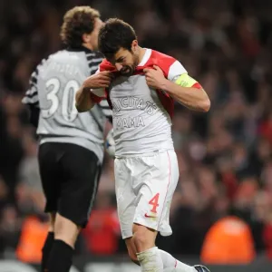 Cesc Fabregas celebrates scoring the 3rd Arsenal goal. Arsenal 5: 1 Shakhtar Donetsk