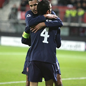 Cesc Fabregas celebrates scoring the Arsenal goal with