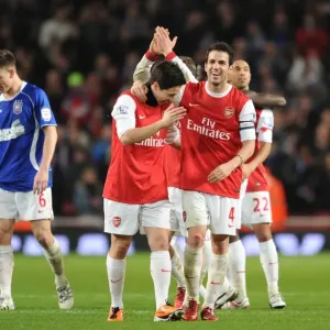 Cesc Fabregas and Samir Nasri (Arsenal) celebrate at the end of the match Cesc Fabregas and Samir Nasri (Arsenal) celebrate at the end of the match