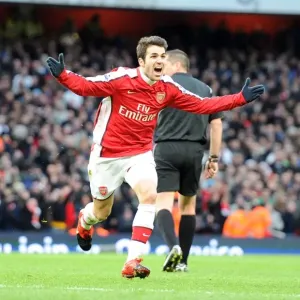 Cesc Fabregas Scores First Arsenal Goal in 3:0 Victory over Aston Villa, Barclays Premier League, Emirates Stadium, 2009 Cesc Fabregas Scores First Arsenal Goal in 3:0 Victory over Aston Villa, Barclays Premier League, Emirates Stadium, 2009