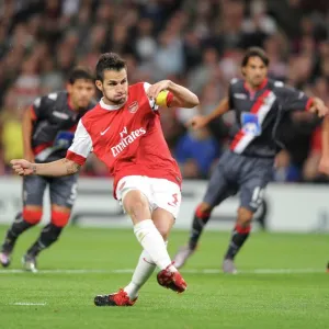 Cesc Fabregas shoots past Braga goalkeeper Felipe from the penalty spot to score the 1st Arsenal goal. Arsenal 6: 0 SC Braga, UEFA Champions League, Group H, Emirates Stadium, Arsenal Football Club, London, 15 / 9 / 2010. Credit : Stuart MacFarlane / Arsenal