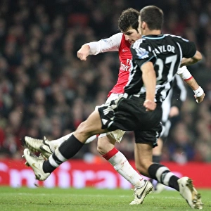 Cesc Fabregas shoots past Shay Given to score the 3rd Arsenal goal