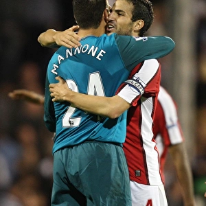 Cesc Fabregas and Vito Mannone (Arsenal) at the end of the match