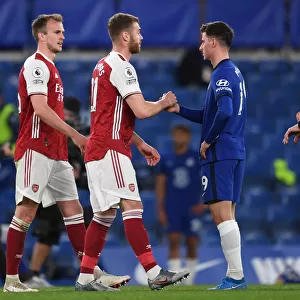 Chambers and Mount: Post-Match Handshake at Empty Stamford Bridge - Chelsea vs. Arsenal, 2021 Premier League