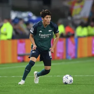 Champions League Group B: Arsenal's Tomiyasu in Action Against RC Lens, France (October 2023) Champions League Group B: Arsenal's Tomiyasu in Action Against RC Lens, France (October 2023)