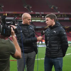 Chris Harris and Nik Brumsack (Arsenal Media). Arsenal 3: 1 FC Cologne. UEFA Europa League