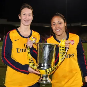 Ciara Grant and Alex Scott (Arsenal) with the league cup trophy Ciara Grant and Alex Scott (Arsenal) with the league cup trophy