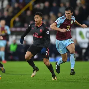 Clash of Midfielders: Sanchez vs. Cork in Burnley v Arsenal, Premier League 2017-18 Clash of Midfielders: Sanchez vs. Cork in Burnley v Arsenal, Premier League 2017-18