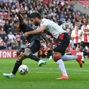 Clash at St. Mary's: Gabriel Jesus Tangles with Caleta-Car in Southampton vs Arsenal Premier League Showdown