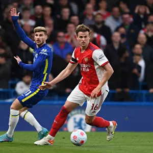 Clash at Stamford Bridge: Arsenal's Rob Holding Holds Off Chelsea's Timo Werner in Premier League Showdown