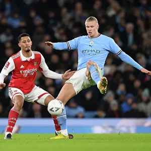 Clash of Titans: Saliba Stands Firm Against Haaland in FA Cup Battle - Manchester City vs Arsenal (2022-23)