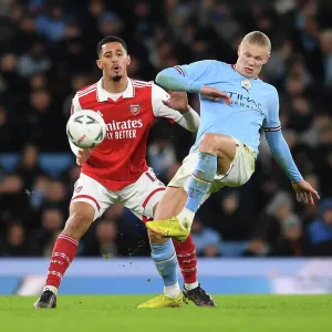 Clash of Titans: Saliba's Defiant Stand Against Haaland in FA Cup Showdown (Manchester City vs Arsenal, 2022-23) Clash of Titans: Saliba's Defiant Stand Against Haaland in FA Cup Showdown (Manchester City vs Arsenal, 2022-23)