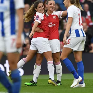 Danielle van de Donk and Katie McCabe Celebrate Arsenal's Fourth Goal Against Brighton & Hove Albion Women