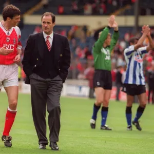 David O Leary talks to Arsenal Manager George Graham after the game