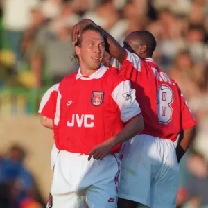 David Platt celebrates first Arsenal goal Print