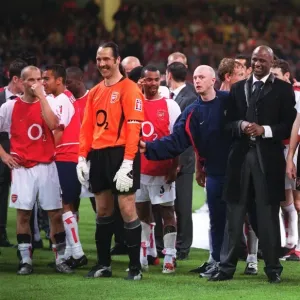 The David Seaman and Patrick Vieira and the rest of Arsenal players wait to receives the trophy The David Seaman and Patrick Vieira and the rest of Arsenal players wait to receives the trophy