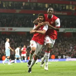 Denilson celebrates scoring Arsenals 2nd goal with Abou Diaby Denilson celebrates scoring Arsenals 2nd goal with Abou Diaby