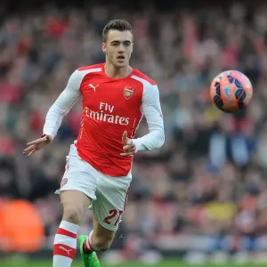 Determined Calum Chambers Stance: Arsenal vs Middlesbrough, FA Cup Fifth Round, Emirates Stadium