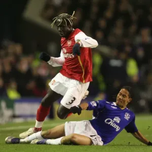 Dominant Arsenal: Sagna and Pienaar Clash in Arsenal's 4-1 Premier League Victory at Goodison Park, December 2007 Dominant Arsenal: Sagna and Pienaar Clash in Arsenal's 4-1 Premier League Victory at Goodison Park, December 2007