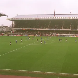 East Stand, Arsenal Stadium during the match, photographed from the TV Gantry