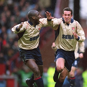 Edu and Sol Campbell: Celebrating Arsenal's First Goal in a 2:1 Victory over Aston Villa, 2002