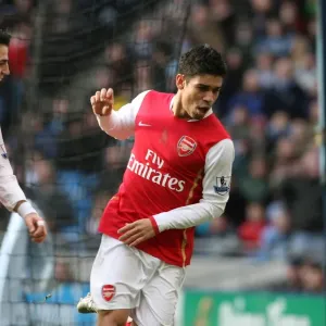 Eduardo (Arsenal) celebrates his goal with Cesc Fabregas