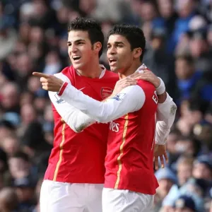 Eduardo (Arsenal) celebrates his goal with Cesc Fabregas